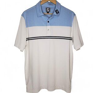 Footjoy Athletic Fit Golf Polo Shirt Men's Striped Wicking Performance Wear L